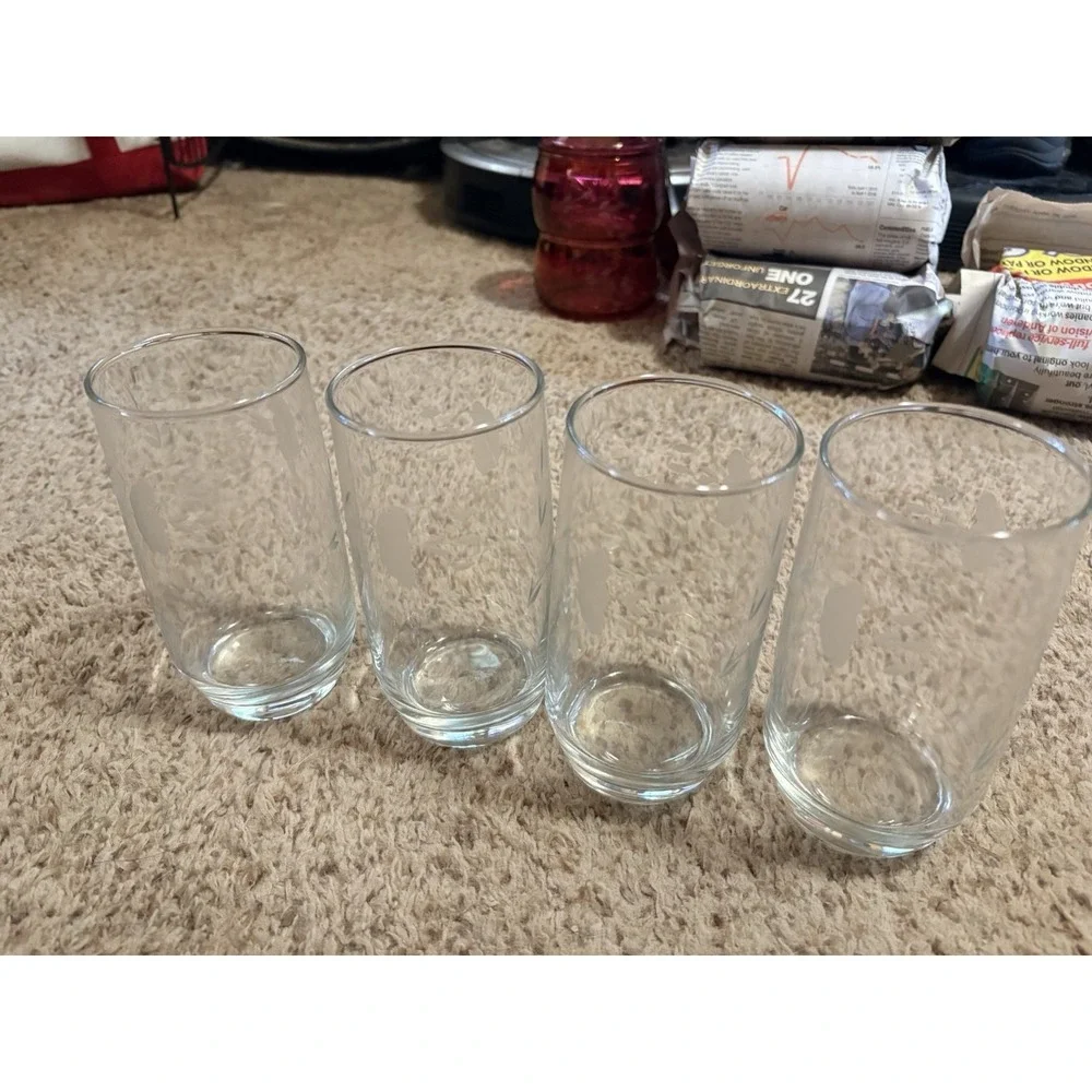 Set of 4 Princess House Heritage Tumblers Glasses Clear Etched Floral 5
